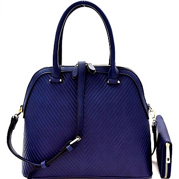 Chevron Pattern Dome Satchel Wallet SET MH-LP0711W