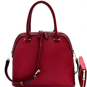 Chevron Pattern Dome Satchel Wallet SET MH-LP0711W