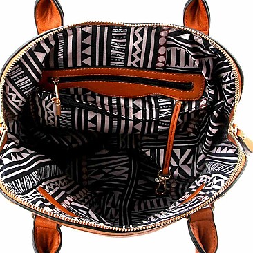 Chevron Pattern Dome Satchel Wallet SET MH-LP0711W