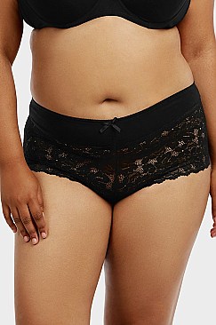 PACK OF 12 PIECES COMFY COTTON LACE PLUS SIZE HIPSTER PANTY MULP1337CHX6