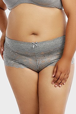 PACK OF 12 PIECES COMFY COTTON LACE PLUS SIZE HIPSTER PANTY MULP1337CHX6