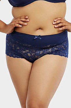 PACK OF 12 PIECES COMFY COTTON LACE PLUS SIZE HIPSTER PANTY MULP1337CHX6