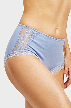 PACK OF 12 PIECES STYLISH LACE TRIM COTTON LADIES MAXI PANTY MULP1456CR