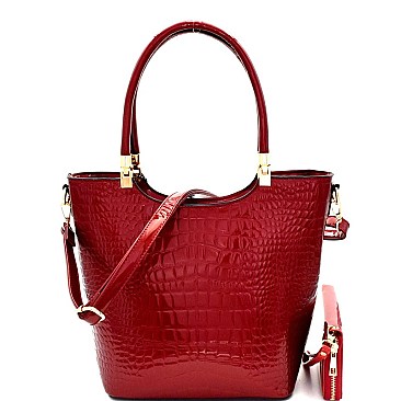 Crocodile Print Patent Tall Tote Wallet SET  MH-LP7140W