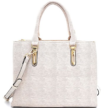 LQ057-LP Hardware Accent Textured 3 Compartment Satchel