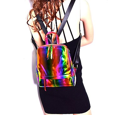 LQ091-LP  Iridescent Metallic Fashion Backpack