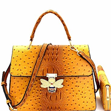  Bee Charm Ostrich  Satchel 