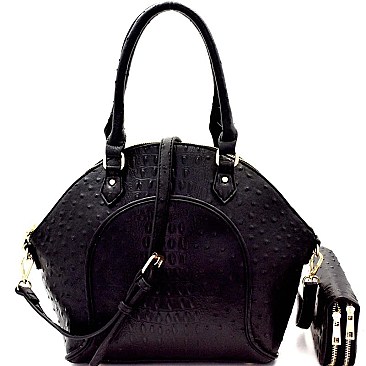 Ostrich Embossed Satchel Wallet SET MH-LQ1192W