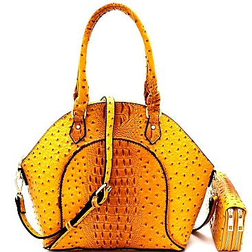 Ostrich Embossed Satchel Wallet SET MH-LQ1192W