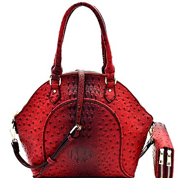 Ostrich Embossed Satchel Wallet SET MH-LQ1192W