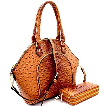 Ostrich Embossed Satchel Wallet SET MH-LQ1192W