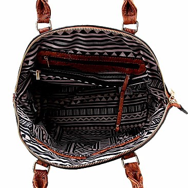 Ostrich Embossed Satchel Wallet SET MH-LQ1192W