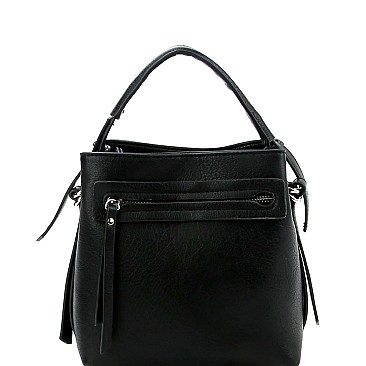 Stylish Front Zipper Pocket 2-Way Medium Satchel Stone MH-LQ133