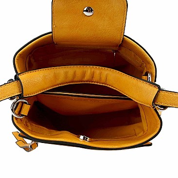Stylish Front Zipper Pocket 2-Way Medium Satchel Stone MH-LQ133