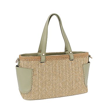 Straw Side Pocket Tote Bag