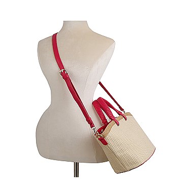 Straw Top Handle Tote Bag