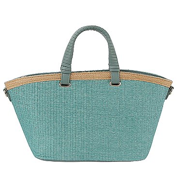 Straw Top Handle Tote Bag