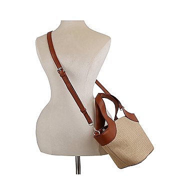 Straw Top Handle Satchel Tote Bag