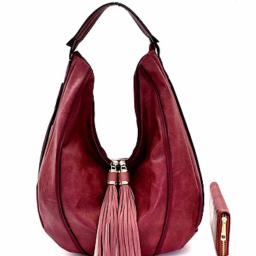 Tassel Accent Single Strap Hobo Wallet SET MH-LQF0011W