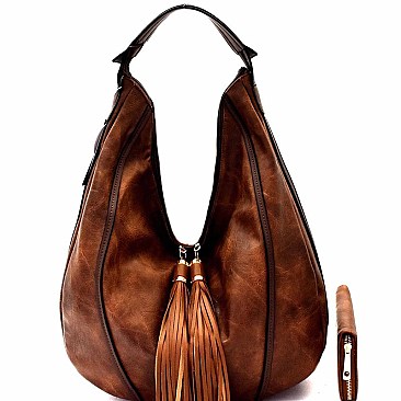 Tassel Accent Single Strap Hobo Wallet SET MH-LQF0011W