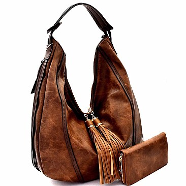 Tassel Accent Single Strap Hobo Wallet SET MH-LQF0011W