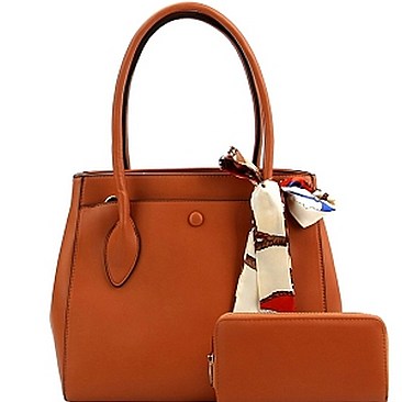 Stylish Scarf Accent 2-Way Satchel Wallet SET MH-LQF0031W