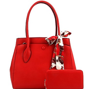Stylish Scarf Accent 2-Way Satchel Wallet SET MH-LQF0031W