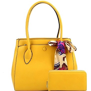 Stylish Scarf Accent 2-Way Satchel Wallet SET MH-LQF0031W
