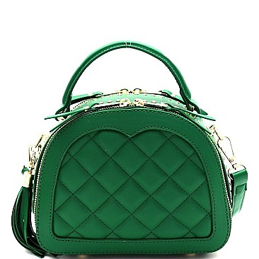 QUILTED STUD ACCENTED SATCHEL