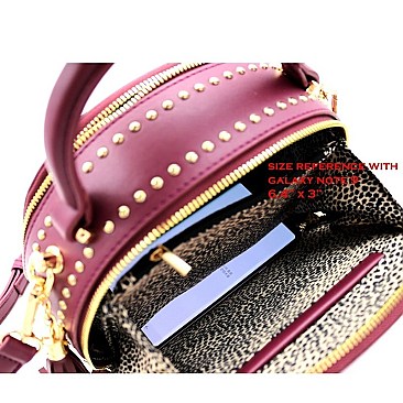 QUILTED STUD ACCENTED SATCHEL