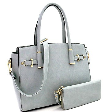Hardware Accent Belted Structured Satchel Wallet SET MH-LS3169