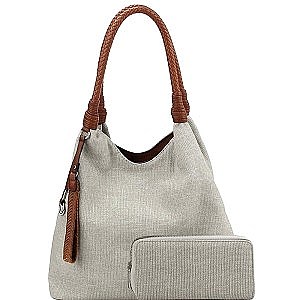 Braided Canvas 2-Way Hobo and Long Wallet Set