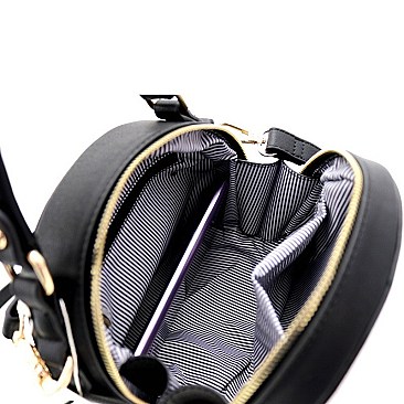 STRIPED SNAKE PRINT ROUND SATCHEL