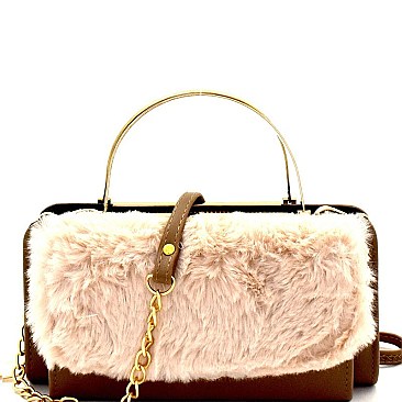 Faux-Fur Wallet Compartment Cross Body Clutch MH-LTF128