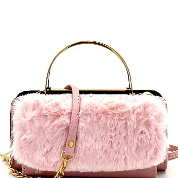 Faux-Fur Wallet Compartment Cross Body Clutch MH-LTF128