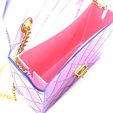 Embossed Clear Jelly 2Way Flap Shoulder Bag