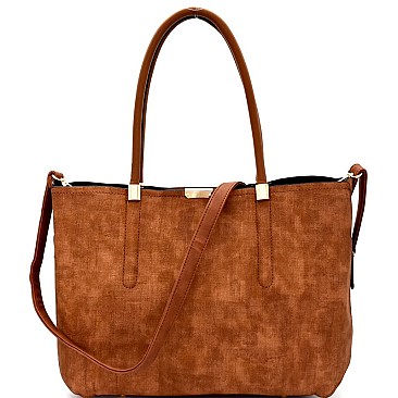 LW1344-LP Hardware Accent Textured 2 in 1 Tote