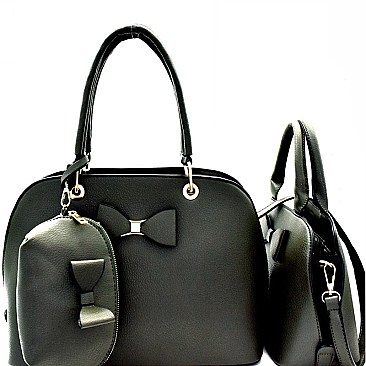 Bow Accent 3 in 1 Twin Dome Satchel Value SET  MH-LW3041