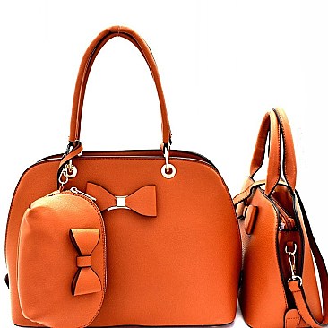 Bow Accent 3 in 1 Twin Dome Satchel Value SET  MH-LW3041