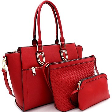 WOVEN HARDWARE ACCENT CROSS BODY VALUE SET