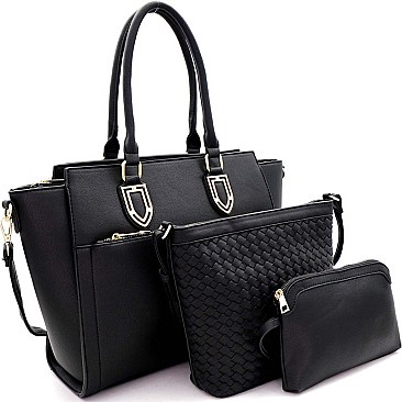 WOVEN HARDWARE ACCENT CROSS BODY VALUE SET