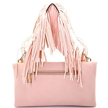 LY081-LP Fringed Strap Accent 3-Way Cross-body Shoulder Bag