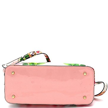 2 IN 1 FLOWER BUTTERFLY PRINT SATCHEL WALLET SET