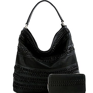 Fab Braid Accent Single Strap Hobo Wallet Set MH-LY1161W