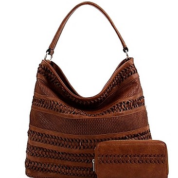 Fab Braid Accent Single Strap Hobo Wallet Set MH-LY1161W
