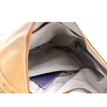 2-Way Laser-Cut Double Tassel Accent Expandable Hobo