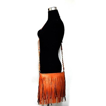 Both Side Fringed Medium Messenger Bag