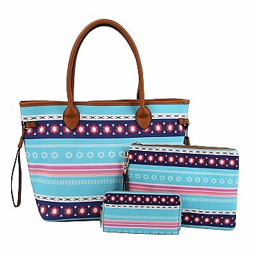 Native American Tribal Aztec Printed Canvas 3-in-1 Shopper