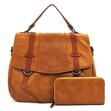 Fashion Laser Cut Flap 2-in-1 Messenger Bag Satchel