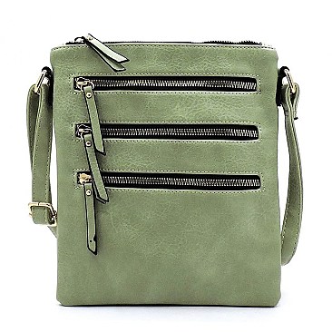 Fashion Multi Zip Pocket Crossbody Bag